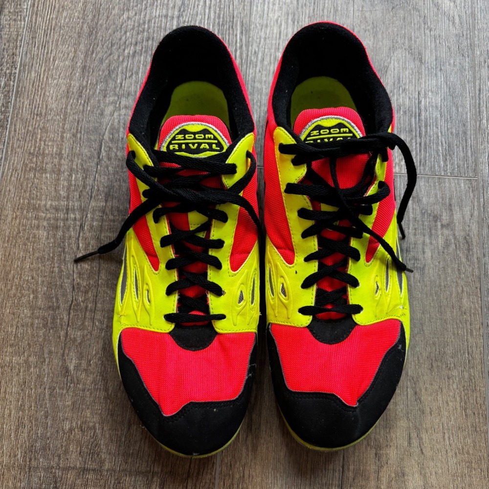 Nike Zoom Rival Mens Track Field Spikes Neon Yellow Crimson Black Size 11 ?VTG?